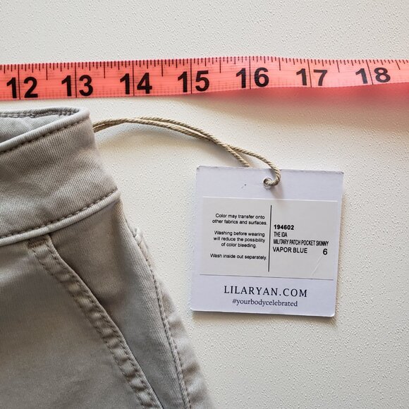 LILA RYAN Size 6 Khaki Gray Military Patch Pocket Skinny Pants NWT - Picture 14 of 14